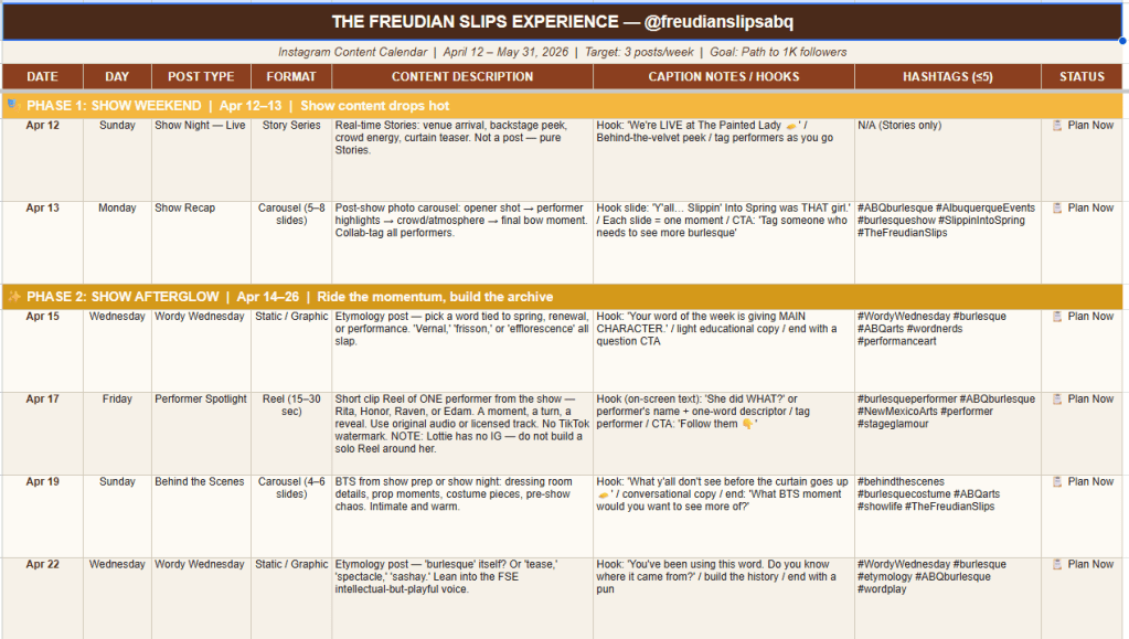 FSE content calendar