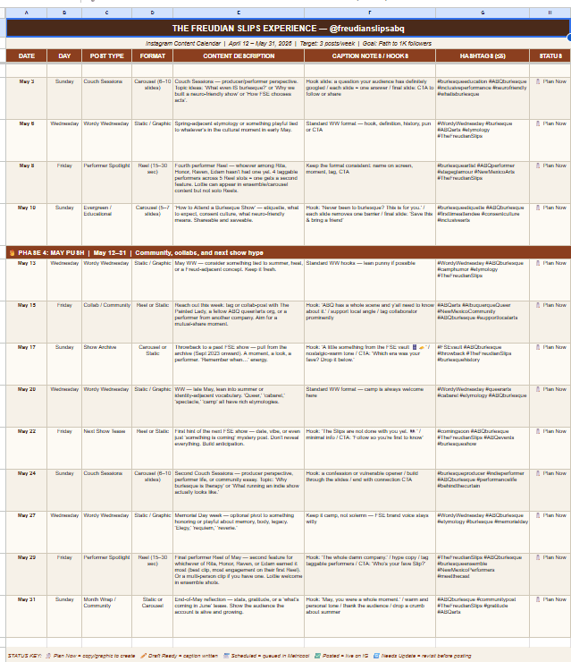 FSE content calendar