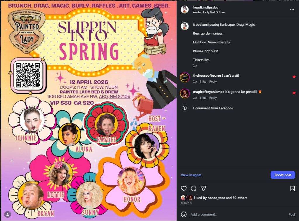 FSE Slippin' Into Spring show announcement (30 likes, March 5)
