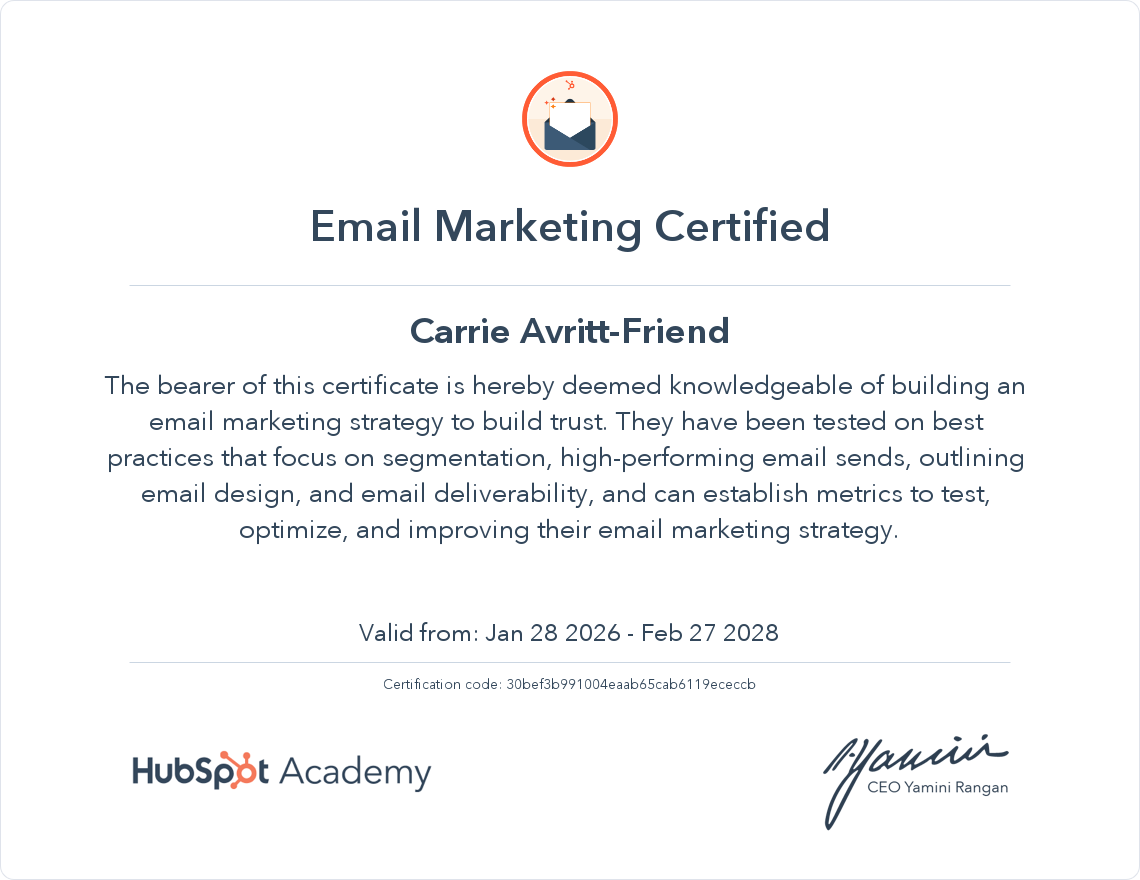 HubSpot Email Marketing Certified