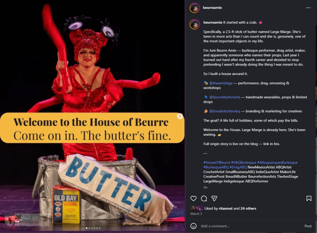 JBA 6-slide launch carousel (24 likes, March 3)