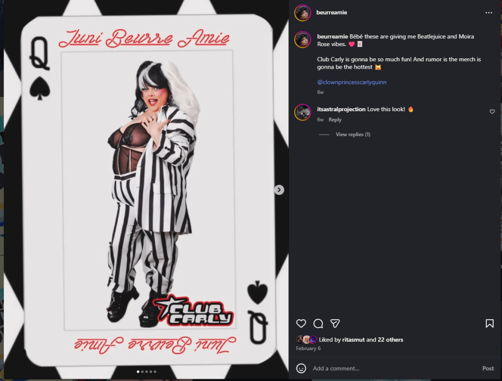 JBA Club Carly performer promotion (22 likes, February 6)