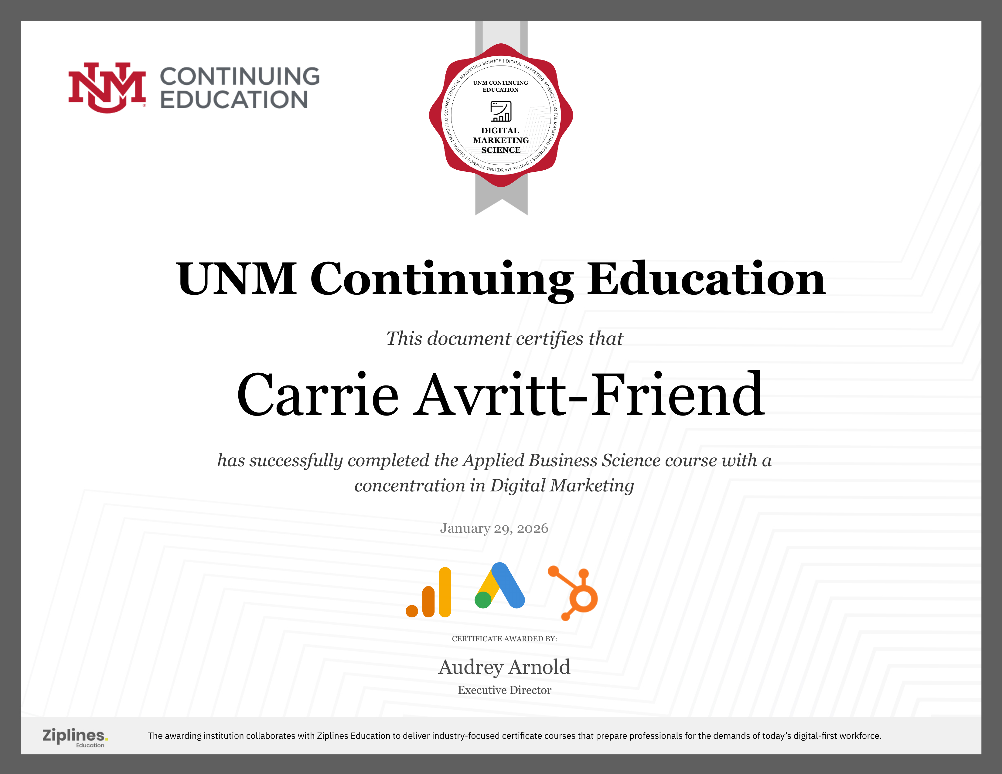 UNM Digital Marketing Science